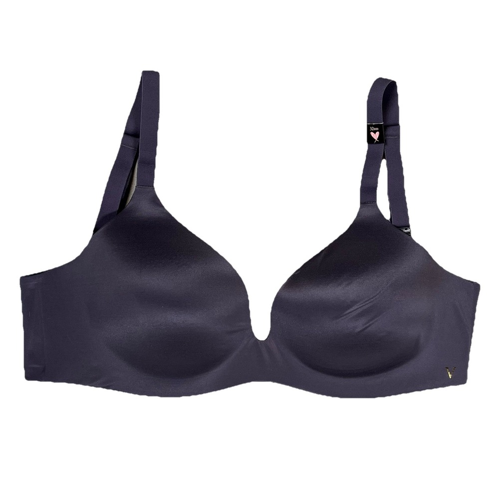 New Victoria's Secret 32DD Gray Lined Semi Demi Convertible Plunge Wireless Bra